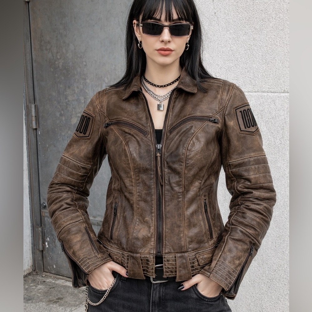 ICON 1000 D30 Fairlady Premium Grain leather WOMEN MOTORCYCLE Tacticle JACKET XS